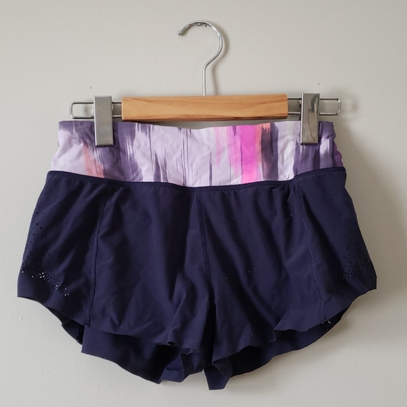 Lululemon navy shorts with pink waist band - Picture 2 of 6